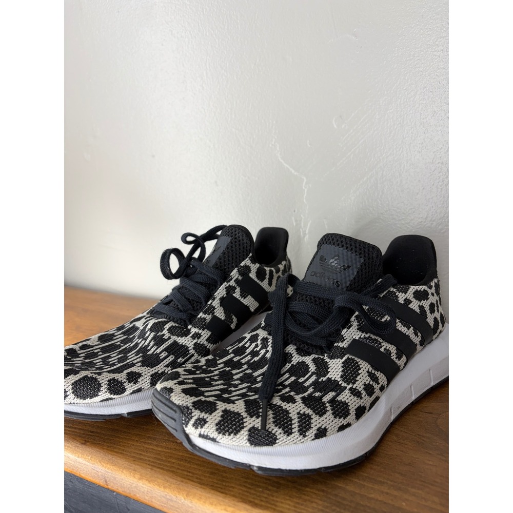 Adidas Swift Run X Leopard Print Sneakers Black White BD7962 Womens 6
